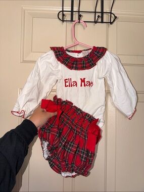 Personalized White & Red Plaid Kids Matching Set - Ella Mae Embroidery